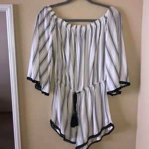 Back and white stripped romper